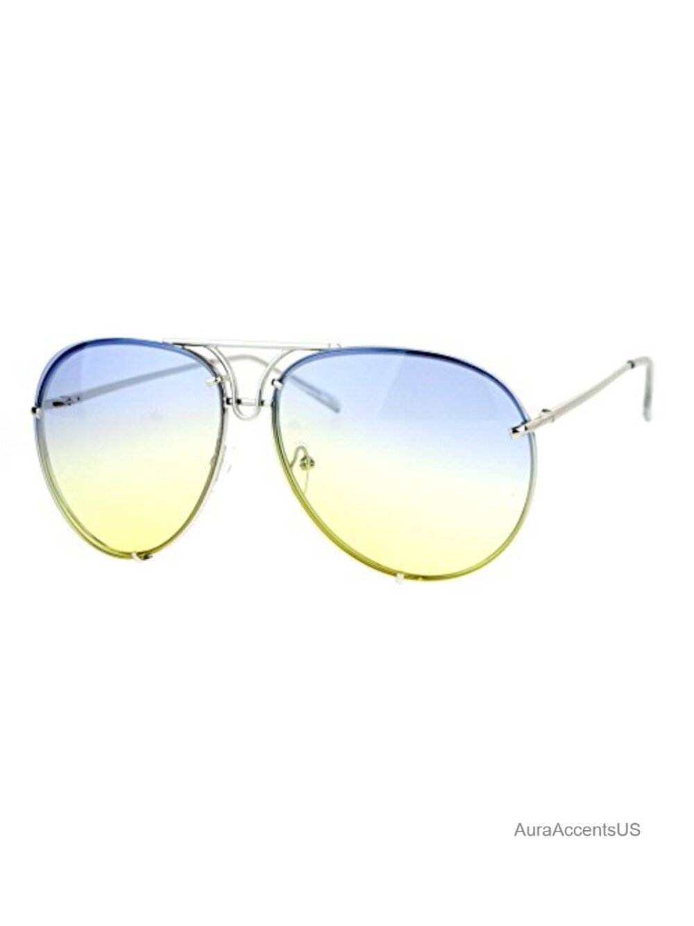 Retro Rimless Pilot Sunglasses Oceanic Lens 100% UV Protection